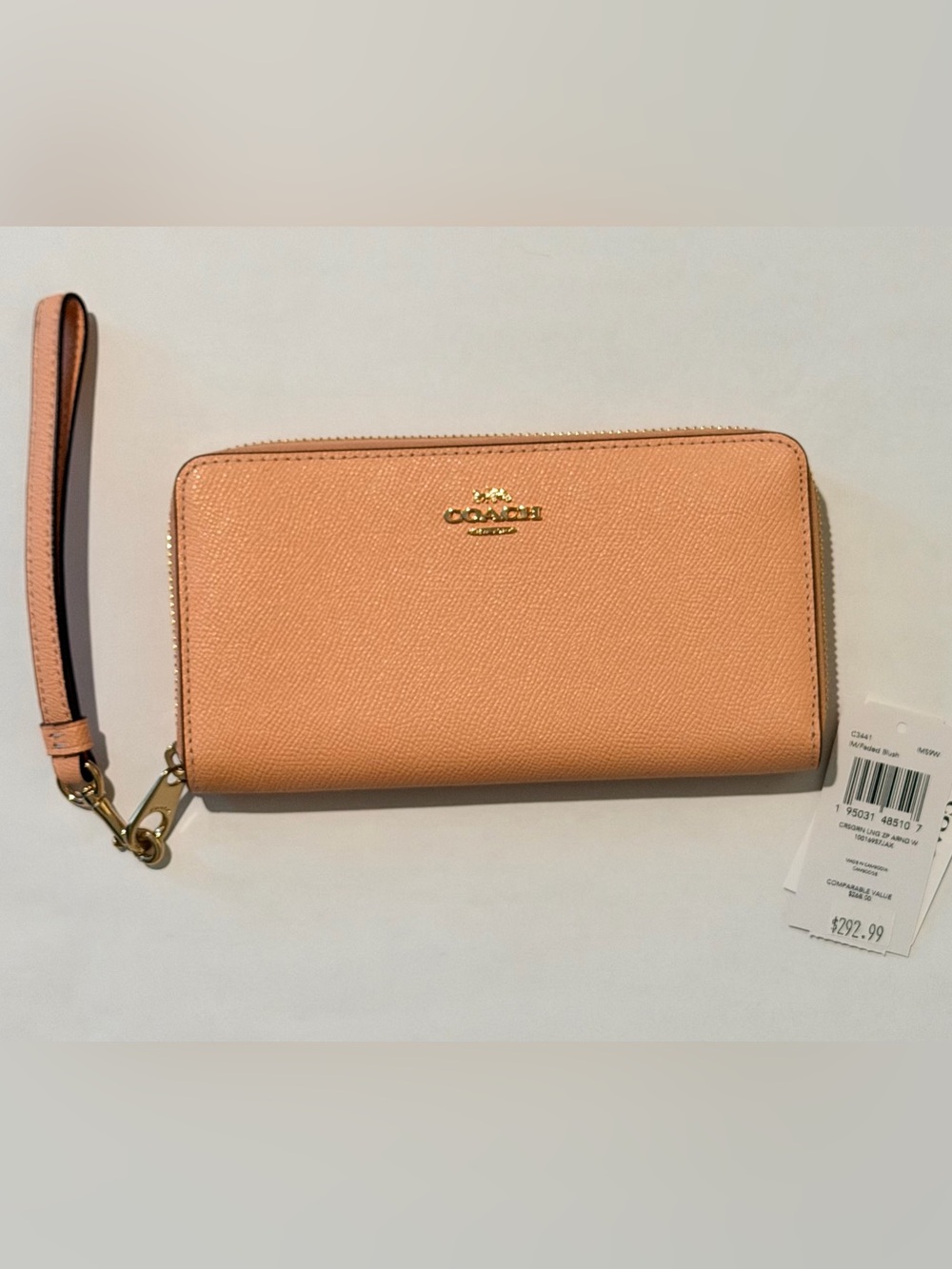 New Blush Coach Zip Around Wristlet Wallet